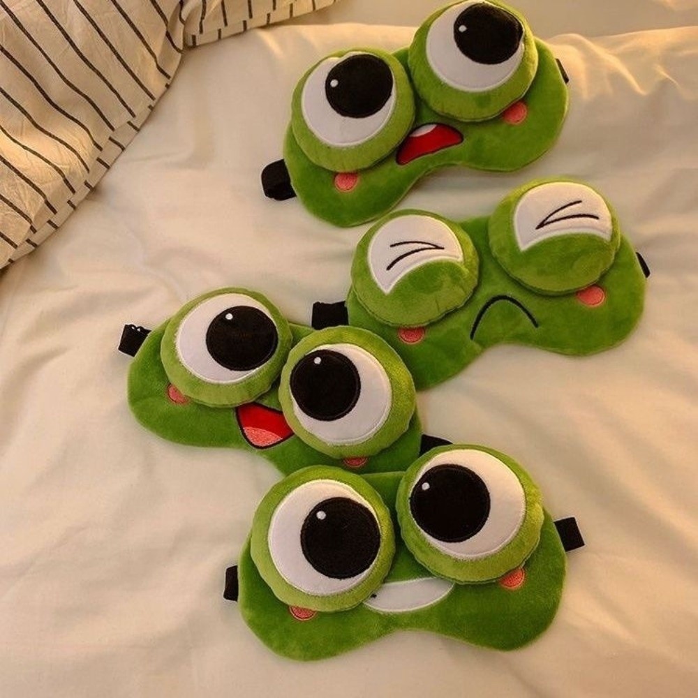 3D Printing Mask - Niedliche Cartoon-Frosch-Schlafmaske, hautfreundlich, atmungsaktiv, schattierend, 3D-Augenmaske,