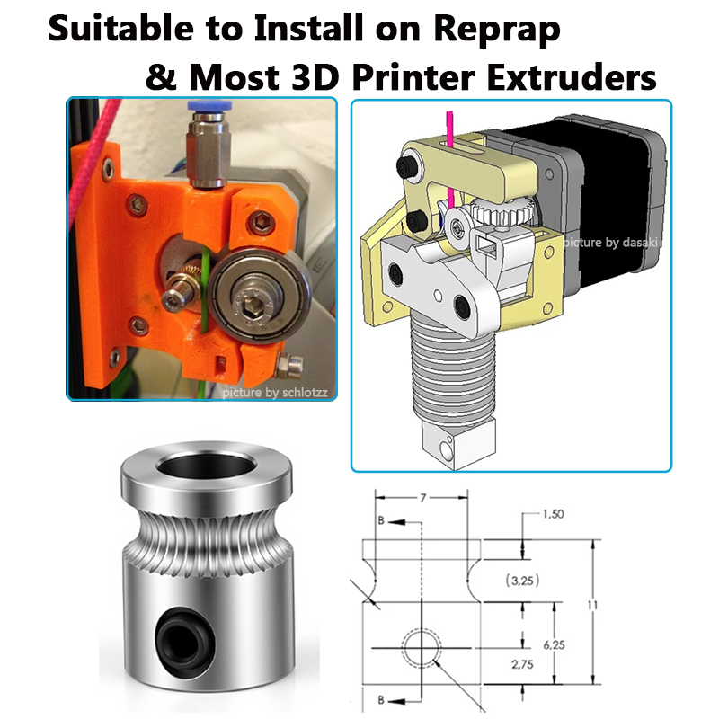 1PC MK8 Drive Getriebe für 1,7 – 3D Printing Industry Bewertung und Preis